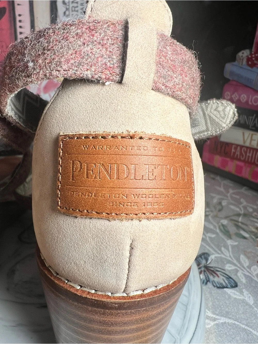Pendleton Tan and Brown Crisscross Wedge Sandals